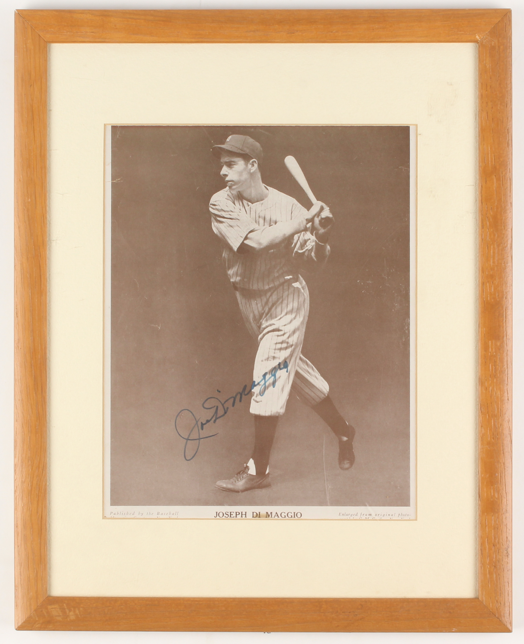 Joe DiMaggio Signed New York Yankees 12x15 Custom Framed Photo Display (JSA LOA) at PristineAuction.com Joe DiMaggio Signed New York Yankees 12x15 Custom Framed Photo Display (JSA LOA) at PristineAuction.com