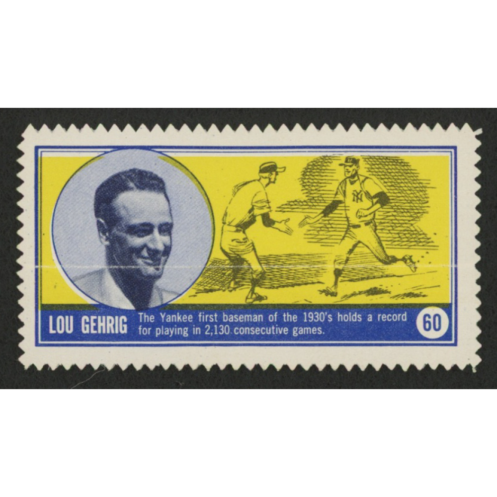 1962 Famous Americans Stamps Test Issue 60 Lou Gehrig Pristine Auction