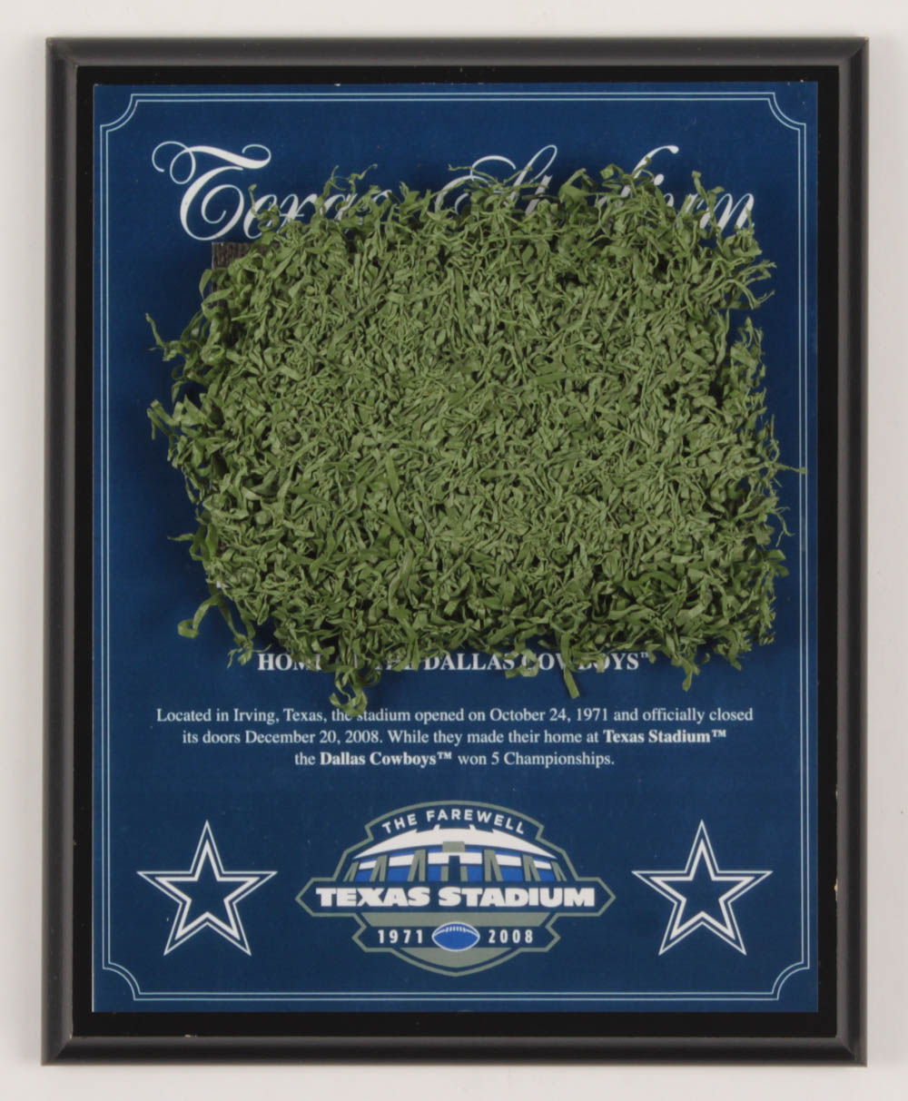 Dallas Cowboys Texas Stadium "The Farewell" Final Season 8x10 Plaque with Game-Used Turf (Steiner COA) at PristineAuction.com Dallas Cowboys Texas Stadium "The Farewell" Final Season 8x10 Plaque with Game-Used Turf (Steiner COA) at PristineAuction.com