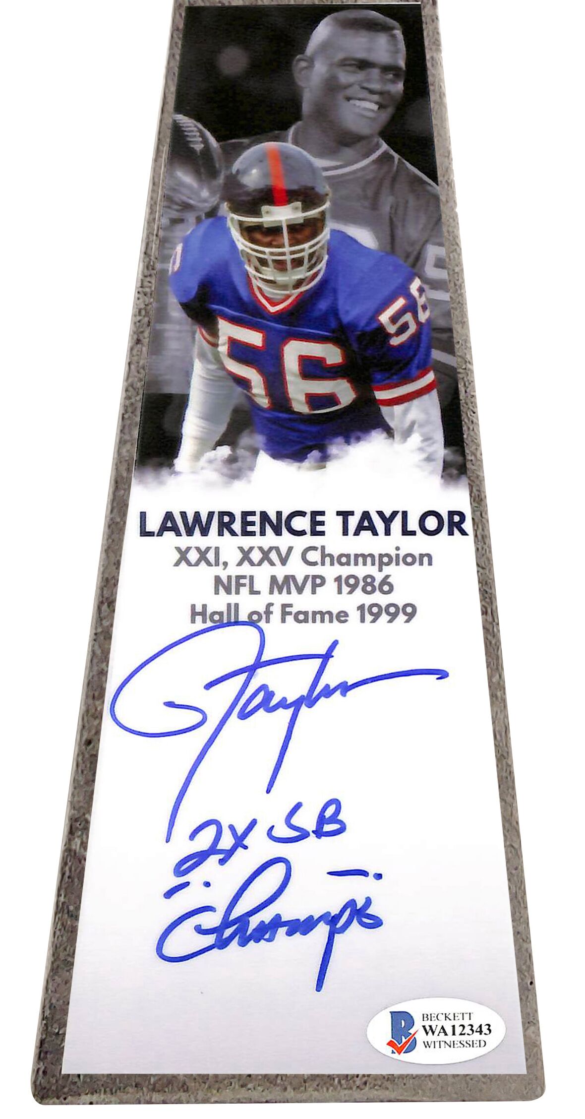 Lawrence Taylor Signed Giants 15” Lombardi Football Championship Trophy Inscribed "2x SB Champs" (Beckett COA) at PristineAuction.com Lawrence Taylor Signed Giants 15” Lombardi Football Championship Trophy Inscribed "2x SB Champs" (Beckett COA) at PristineAuction.com