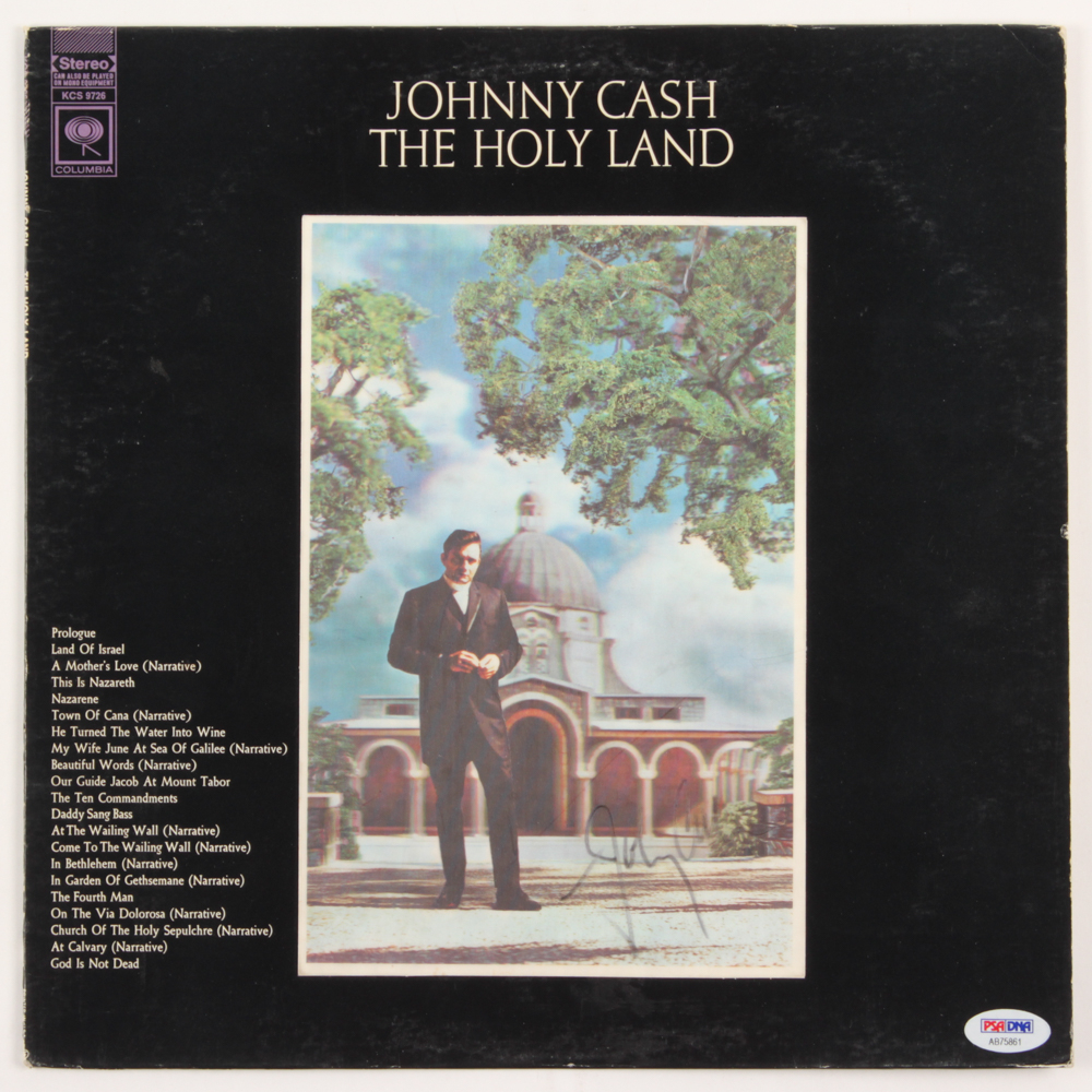 Johnny Cash Signed "The Holy Land" Vinyl Album Cover (PSA COA) Pristine Auction