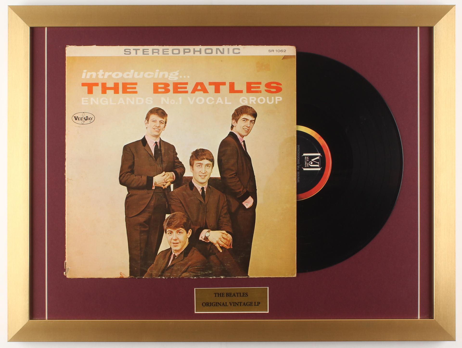 The Beatles "Introducing... The Beatles" 18x24 Custom Framed Vinyl Record Display at PristineAuction.com The Beatles "Introducing... The Beatles" 18x24 Custom Framed Vinyl Record Display at PristineAuction.com