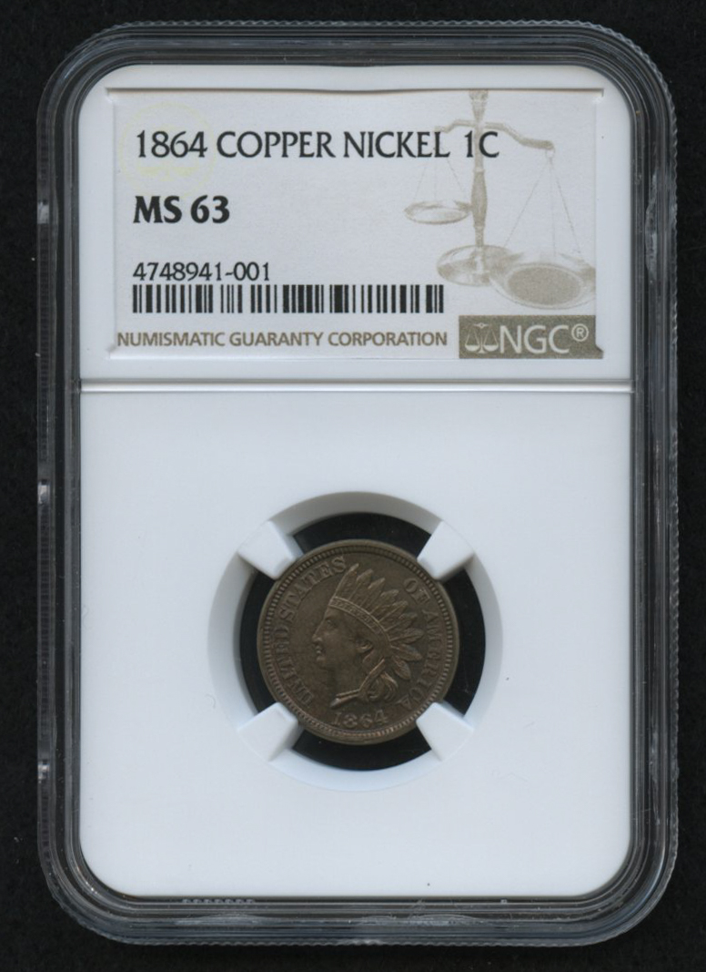 1864 1¢ Indian Head Penny - Copper Nickel (NGC MS 63) at PristineAuction.com 1864 1¢ Indian Head Penny - Copper Nickel (NGC MS 63) at PristineAuction.com