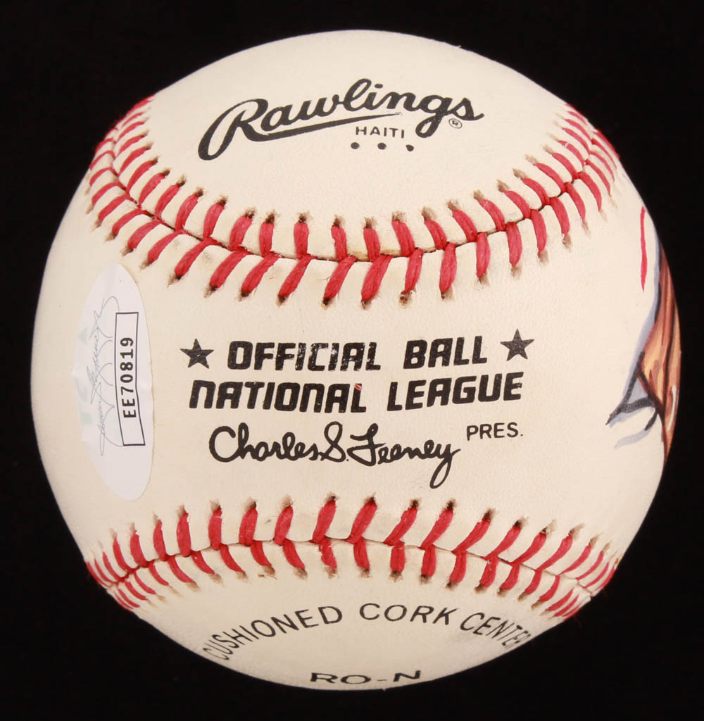 Stan Musial Signed ONL Baseball with Hand-Drawn Portrait (JSA COA) at PristineAuction.com Stan Musial Signed ONL Baseball with Hand-Drawn Portrait (JSA COA) at PristineAuction.com
