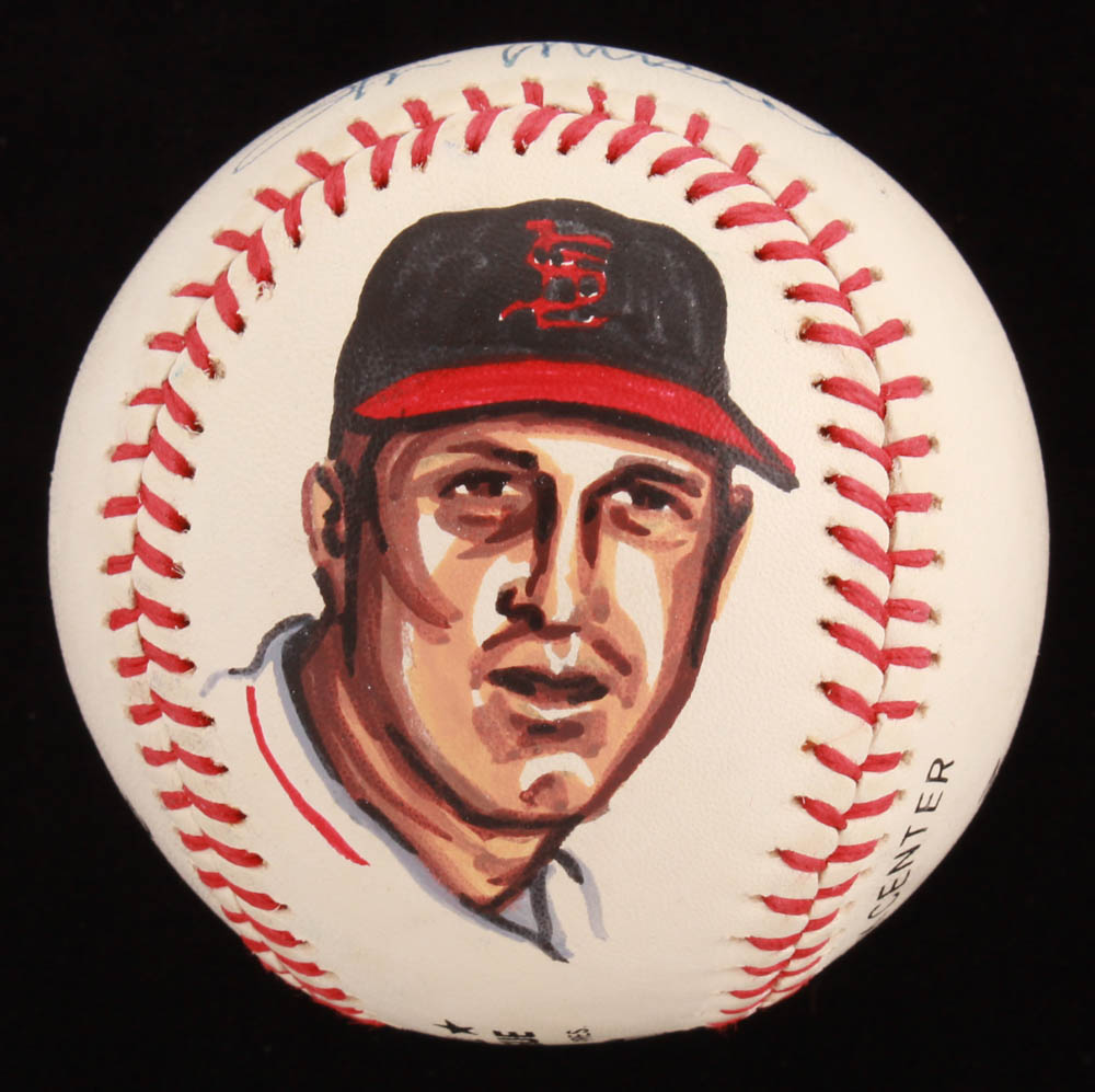 Stan Musial Signed ONL Baseball with Hand-Drawn Portrait (JSA COA) at PristineAuction.com Stan Musial Signed ONL Baseball with Hand-Drawn Portrait (JSA COA) at PristineAuction.com