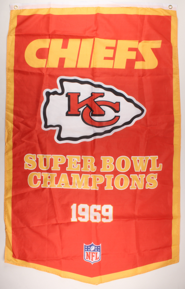 Chiefs 1969 Super Bowl Champions 36x60 Flag at PristineAuction.com Chiefs 1969 Super Bowl Champions 36x60 Flag at PristineAuction.com