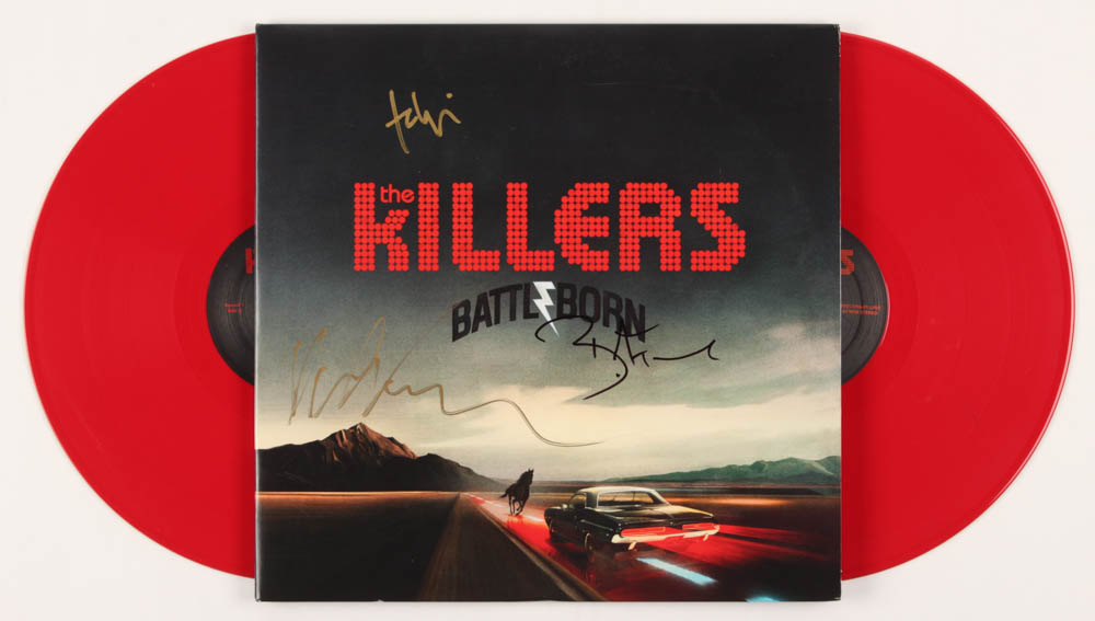 Brandon Flowers, Dave Keuning, & Mark Stoermer Signed The Killers "Battle Born" Vinyl Record Album (JSA COA) at PristineAuction.com Brandon Flowers, Dave Keuning, & Mark Stoermer Signed The Killers "Battle Born" Vinyl Record Album (JSA COA) at PristineAuction.com