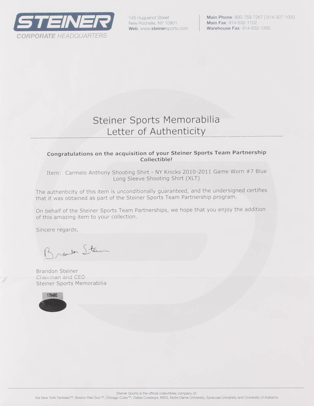 Carmelo Anthony Game-Used New York Knicks Shooting Shirt (Steiner LOA) at PristineAuction.com Carmelo Anthony Game-Used New York Knicks Shooting Shirt (Steiner LOA) at PristineAuction.com