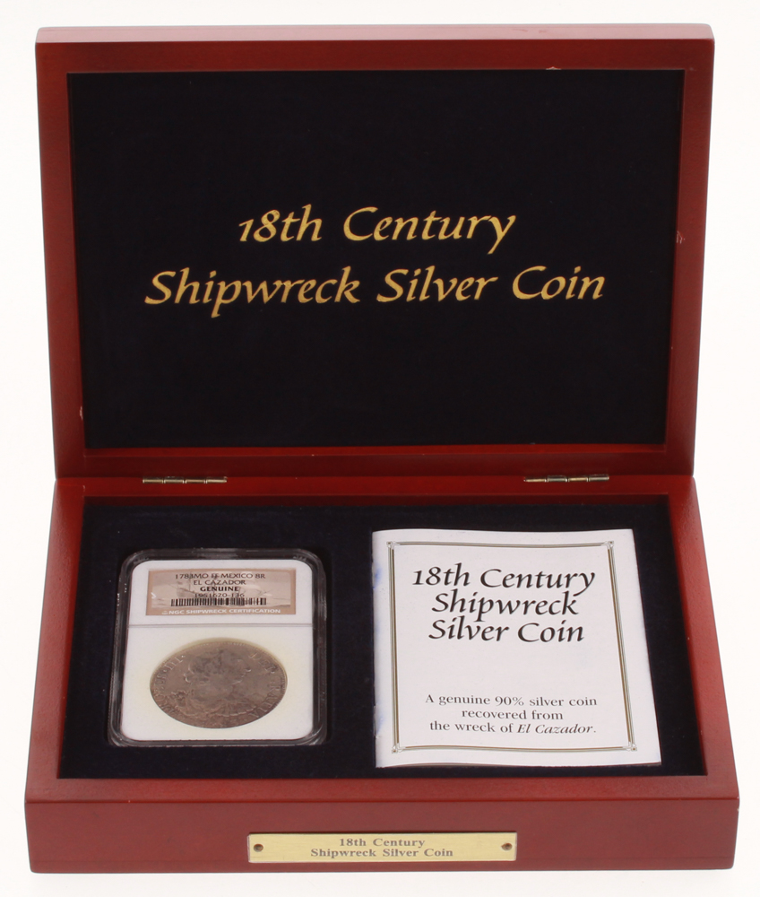 1783-MO FF Mexico 8 Reales Silver Coin - El Cazador - Original Shipwreck Coin (NGC Genuine) at PristineAuction.com 1783-MO FF Mexico 8 Reales Silver Coin - El Cazador - Original Shipwreck Coin (NGC Genuine) at PristineAuction.com