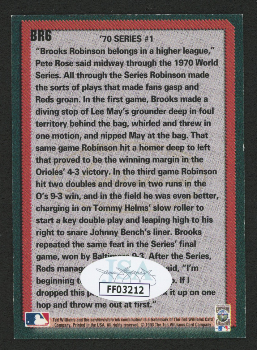 Brooks Robinson Signed 1993 Ted Williams Brooks Robinson #6 / '70 Series 1 (JSA COA) at PristineAuction.com Brooks Robinson Signed 1993 Ted Williams Brooks Robinson #6 / '70 Series 1 (JSA COA) at PristineAuction.com
