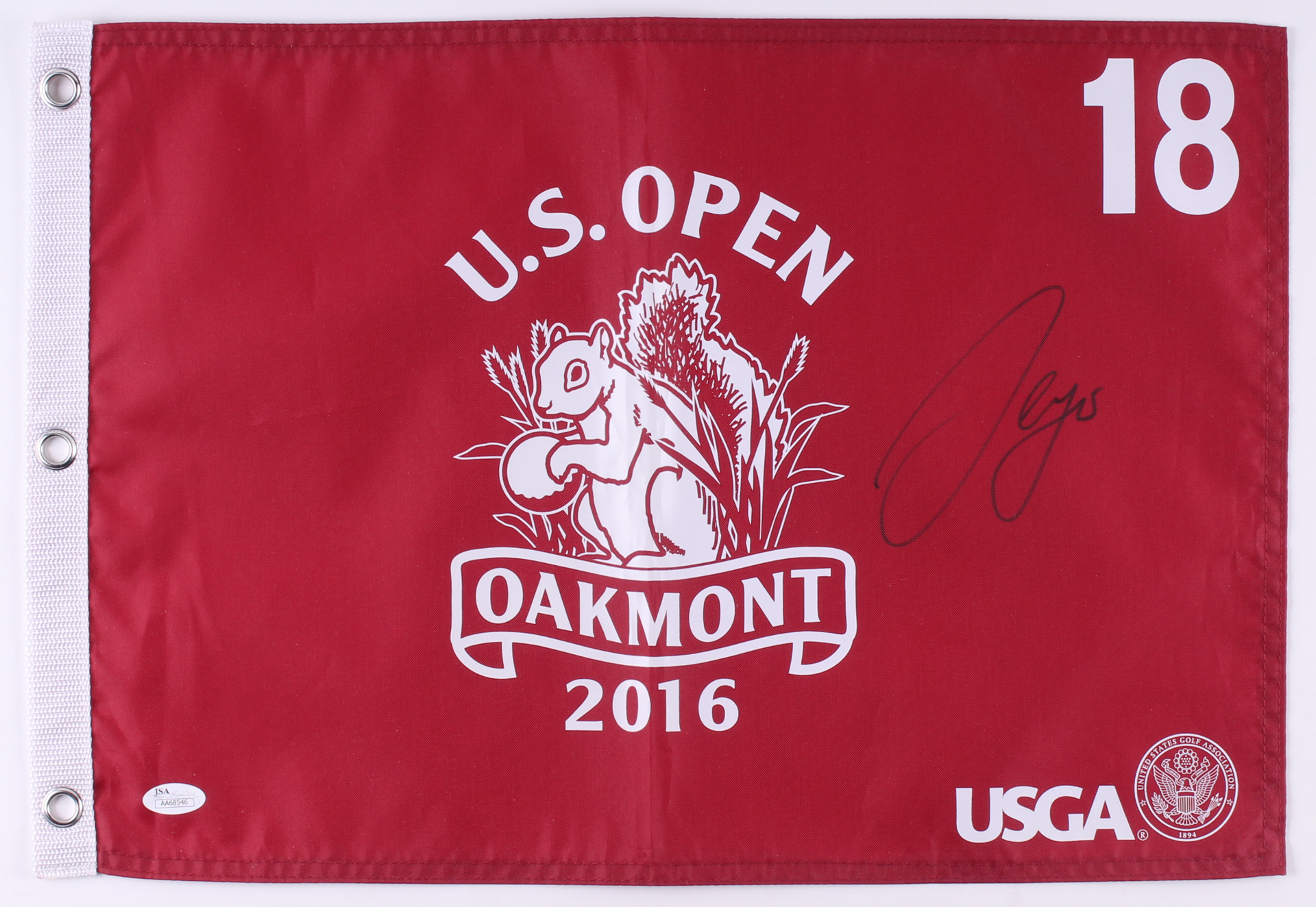 Sergio Garcia Signed 2016 Oakmont U.S. Open Golf Pin Flag (JSA COA) at PristineAuction.com Sergio Garcia Signed 2016 Oakmont U.S. Open Golf Pin Flag (JSA COA) at PristineAuction.com