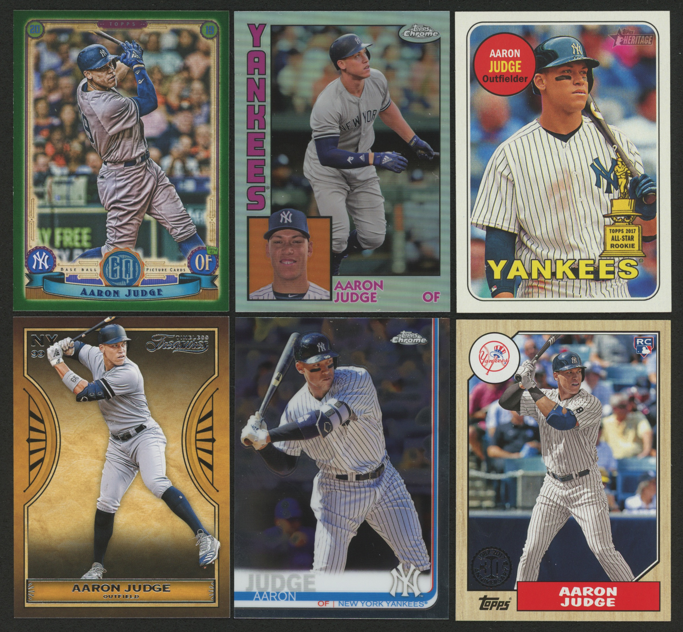 Lot of (6) Aaron Judge Assorted Baseball Cards with 2018 Topps Heritage #25, 2019 Topps Chrome '84 Topps #84TC1, 2019 Topps Chrome #100, 2019 Topps Gypsy Queen #300 at PristineAuction.com Lot of (6) Aaron Judge Assorted Baseball Cards with 2018 Topps Heritage #25, 2019 Topps Chrome '84 Topps #84TC1, 2019 Topps Chrome #100, 2019 Topps Gypsy Queen #300 at PristineAuction.com
