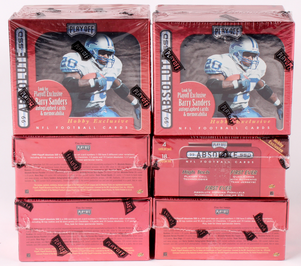 Lot of (6) 1999 Absolute Playoff Football Hobby Boxes Pristine Auction