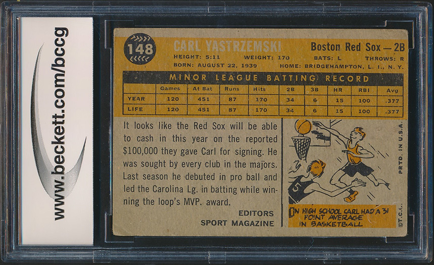 1960 Topps #148 Carl Yastrzemski (BCCG 7) at PristineAuction.com 1960 Topps #148 Carl Yastrzemski (BCCG 7) at PristineAuction.com