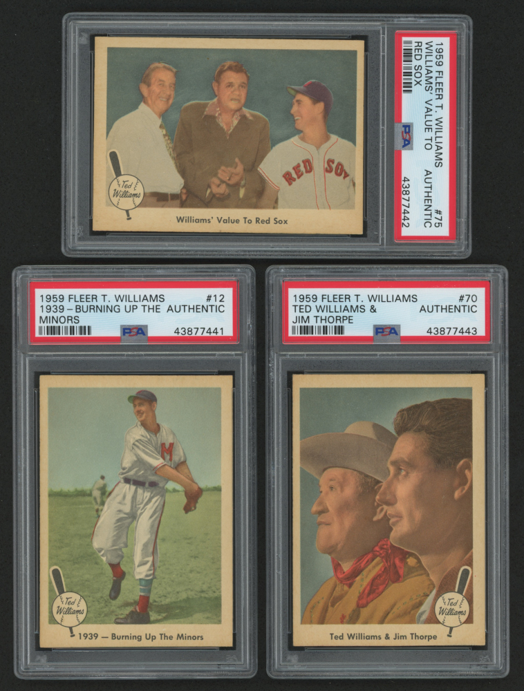Lot of (3) PSA Graded Authentic 1959 Fleer Ted Williams Baseball Cards