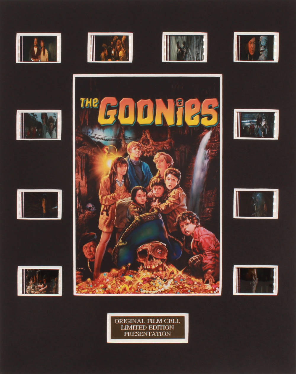 "The Goonies" LE 8x10 Custom Matted Original Film / Movie Cell Display at PristineAuction.com "The Goonies" LE 8x10 Custom Matted Original Film / Movie Cell Display at PristineAuction.com
