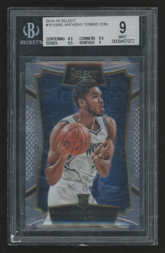 2015-16 Select Prizms Silver #16 Karl-Anthony Towns CON (BGS 9)