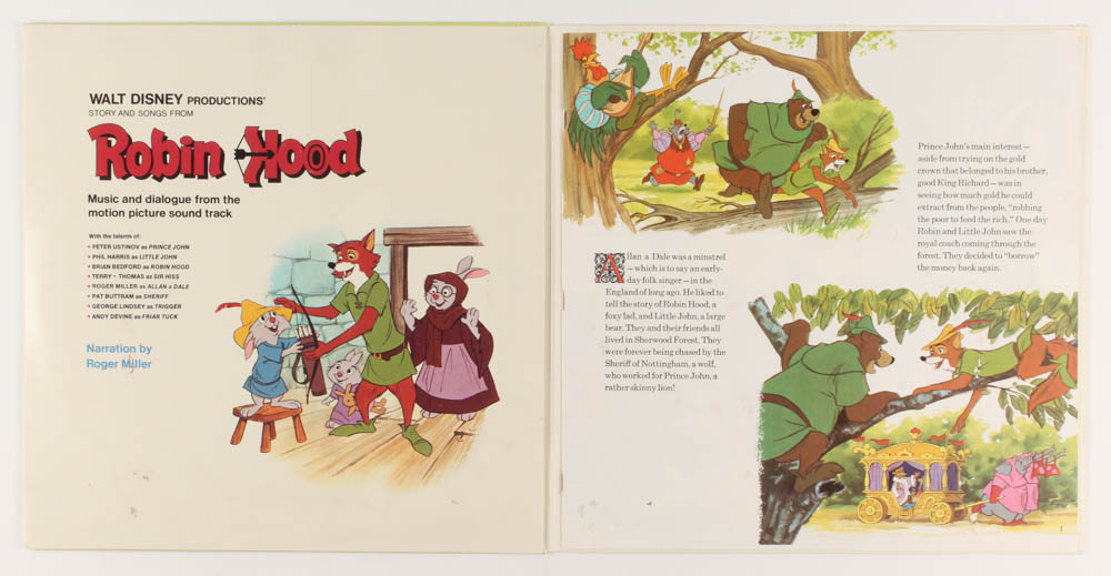 Vintage 1973 Walt Disney "Robin Hood" Vinyl Record Album at PristineAuction.com Vintage 1973 Walt Disney "Robin Hood" Vinyl Record Album at PristineAuction.com