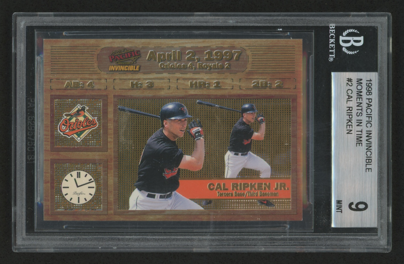 1998 Pacific Invincible Moments in Time #2 Cal Ripken (BGS 9) at PristineAuction.com 1998 Pacific Invincible Moments in Time #2 Cal Ripken (BGS 9) at PristineAuction.com