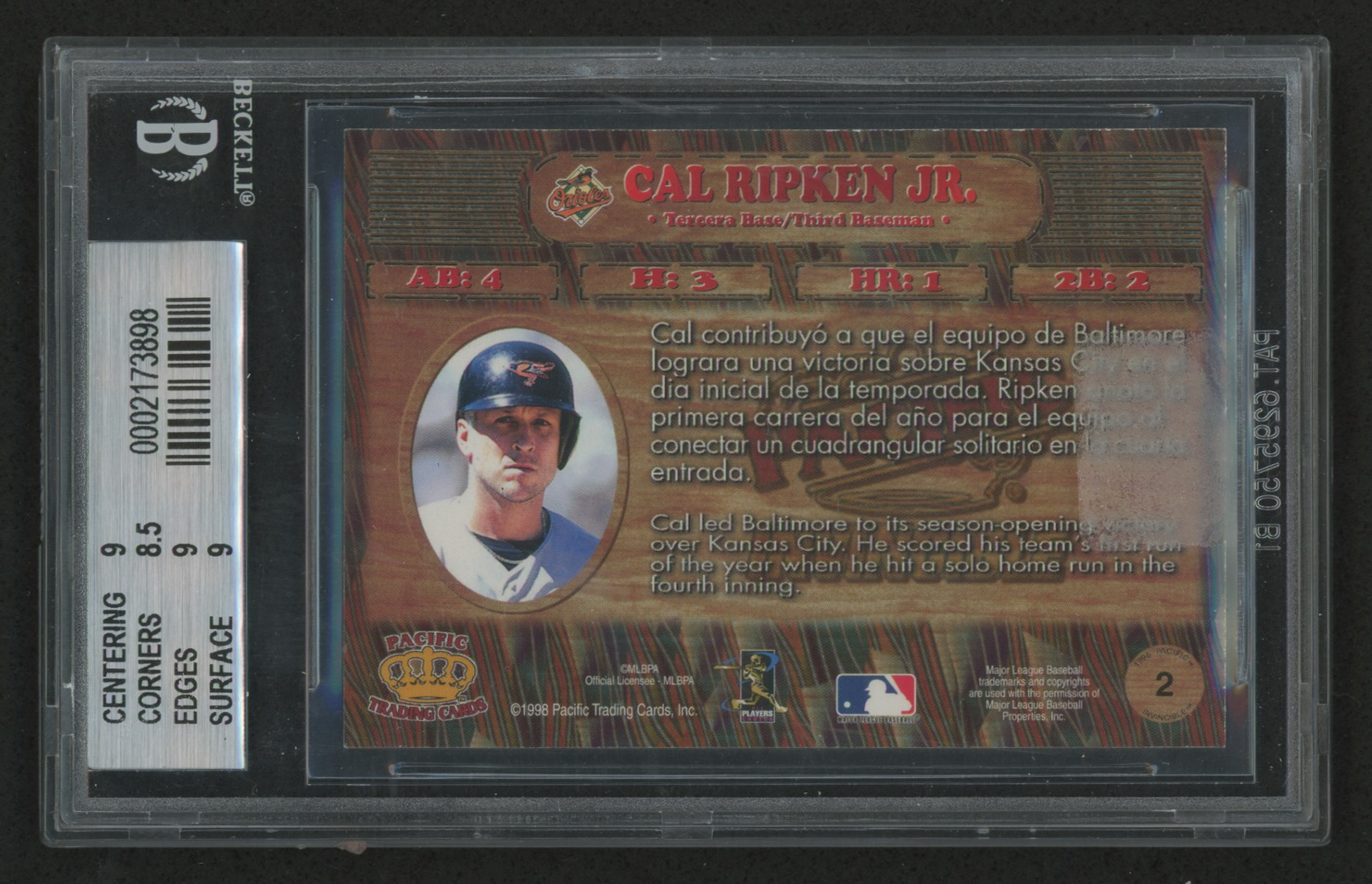 1998 Pacific Invincible Moments in Time #2 Cal Ripken (BGS 9) at PristineAuction.com 1998 Pacific Invincible Moments in Time #2 Cal Ripken (BGS 9) at PristineAuction.com