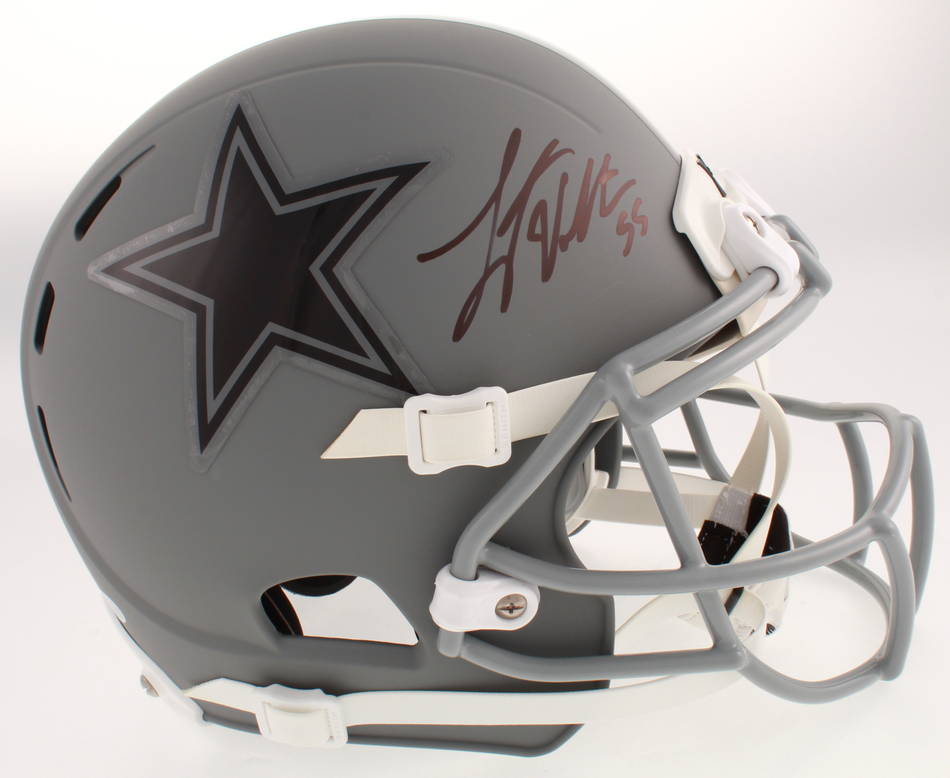 Leighton Vander Esch Signed Dallas Cowboys Matte Gray Full-Size Helmet (Beckett COA) at PristineAuction.com Leighton Vander Esch Signed Dallas Cowboys Matte Gray Full-Size Helmet (Beckett COA) at PristineAuction.com