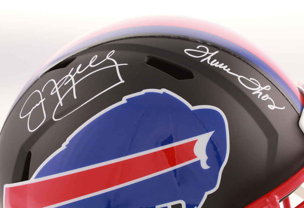 Jim Kelly & Thurman Thomas Signed Buffalo Bills Flat Matte Black FullSize Speed Helmet