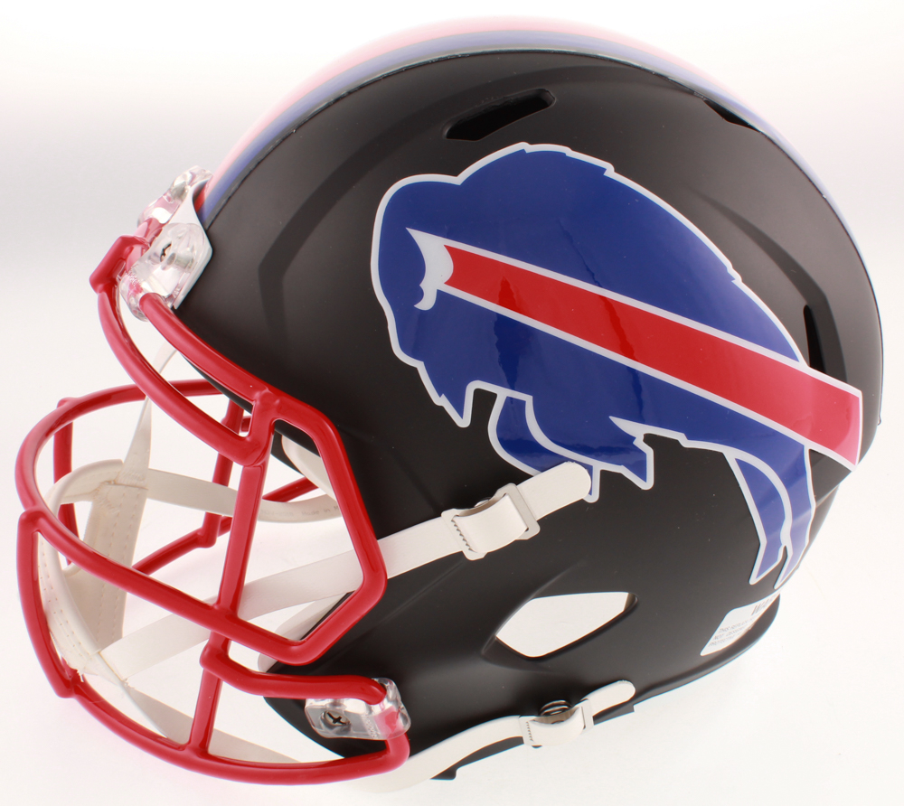 Jim Kelly & Thurman Thomas Signed Buffalo Bills Flat Matte Black FullSize Speed Helmet