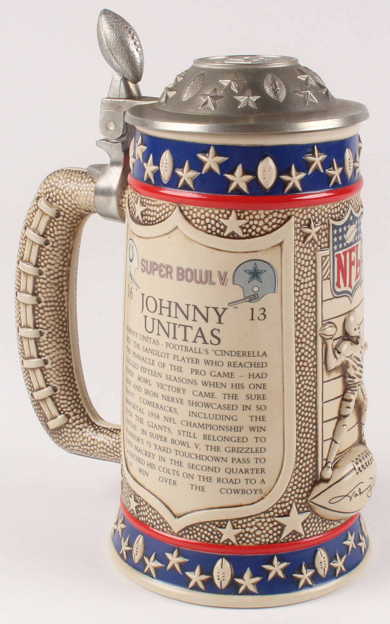 Johnny Unitas LE Baltimore Colts "The Cinderella Kid" Stein Tankard at PristineAuction.com Johnny Unitas LE Baltimore Colts "The Cinderella Kid" Stein Tankard at PristineAuction.com