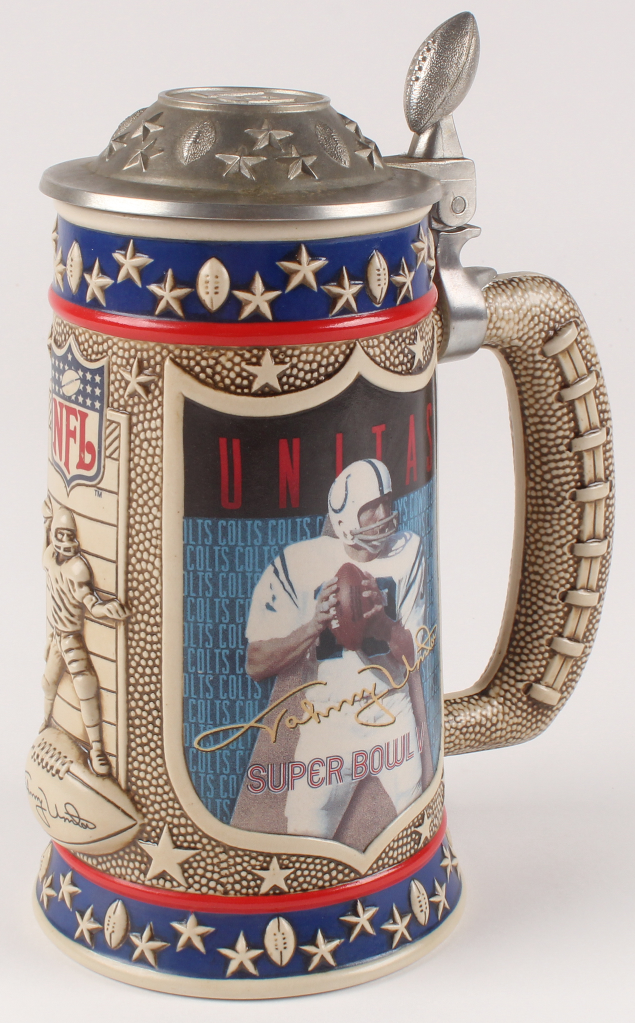 Johnny Unitas LE Baltimore Colts "The Cinderella Kid" Stein Tankard at PristineAuction.com Johnny Unitas LE Baltimore Colts "The Cinderella Kid" Stein Tankard at PristineAuction.com