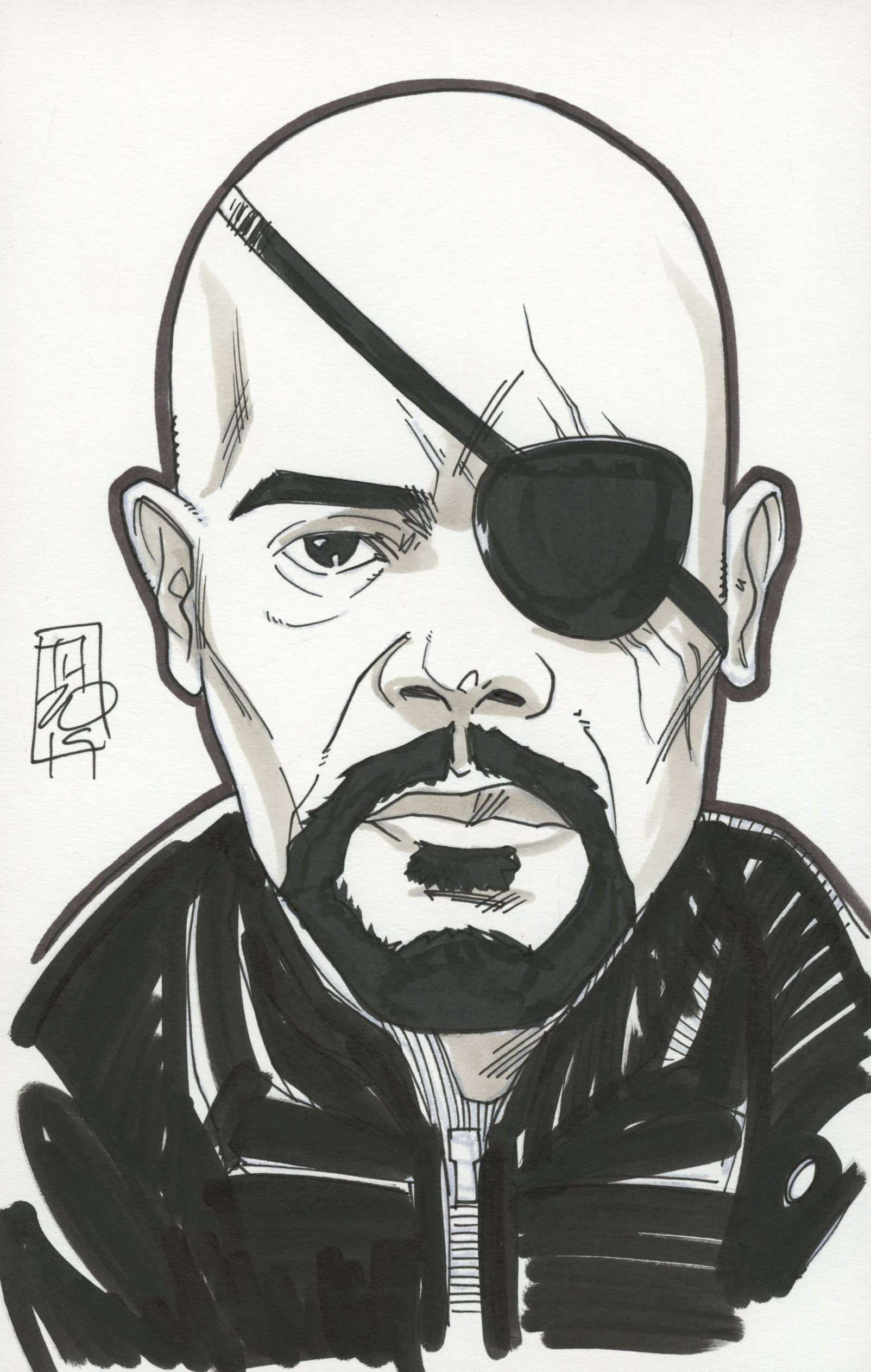 Tom Hodges - Nick Fury - Marvel Signed ORIGINAL 5.5" x 8.5" Drawing on Paper (1/1) at PristineAuction.com Tom Hodges - Nick Fury - Marvel Signed ORIGINAL 5.5" x 8.5" Drawing on Paper (1/1) at PristineAuction.com