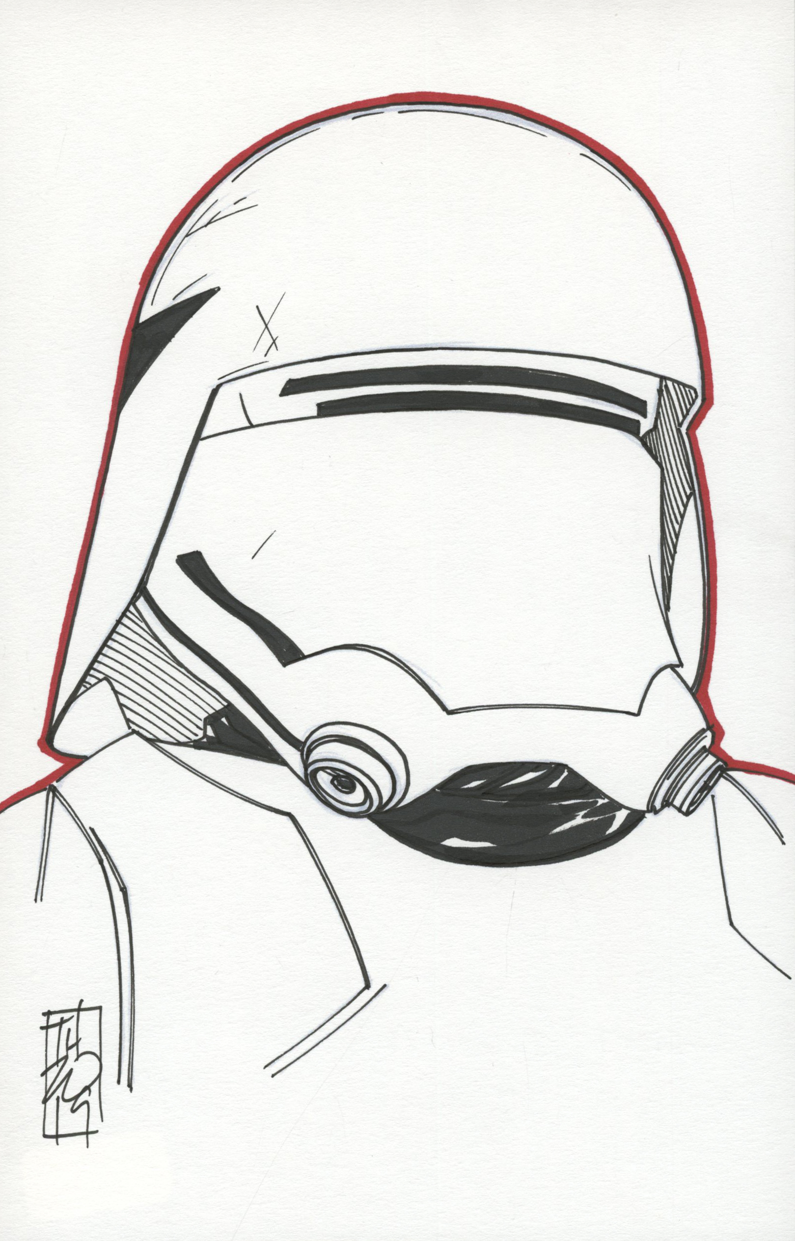 Tom Hodges - FIrst Order Stormtrooper - "Star Wars" - Signed ORIGINAL 5.5" x 8.5" Drawing on Paper (1/1) at PristineAuction.com Tom Hodges - FIrst Order Stormtrooper - "Star Wars" - Signed ORIGINAL 5.5" x 8.5" Drawing on Paper (1/1) at PristineAuction.com