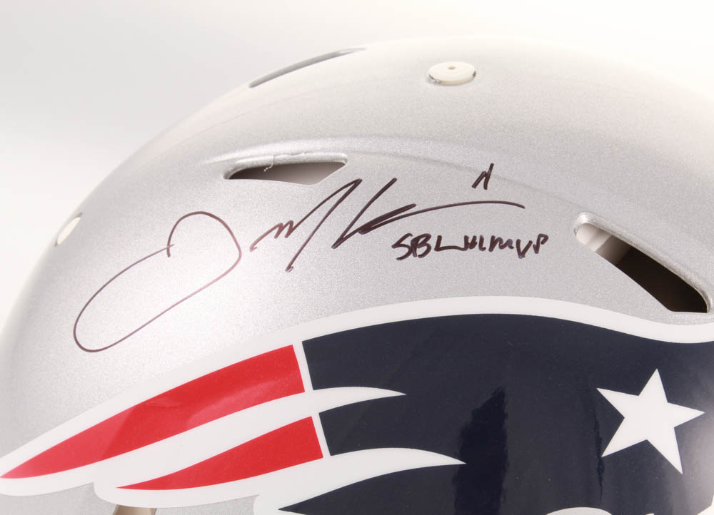 Julian Edelman Signed New England Patriots Full-Size Authentic On-Field Speed Helmet Inscribed "SB LIII MVP" (Beckett COA) at PristineAuction.com Julian Edelman Signed New England Patriots Full-Size Authentic On-Field Speed Helmet Inscribed "SB LIII MVP" (Beckett COA) at PristineAuction.com