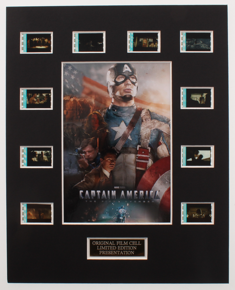 "Captain America: The First Avenger" LE 8x10 Custom Matted Original Film / Movie Cell Display at PristineAuction.com "Captain America: The First Avenger" LE 8x10 Custom Matted Original Film / Movie Cell Display at PristineAuction.com