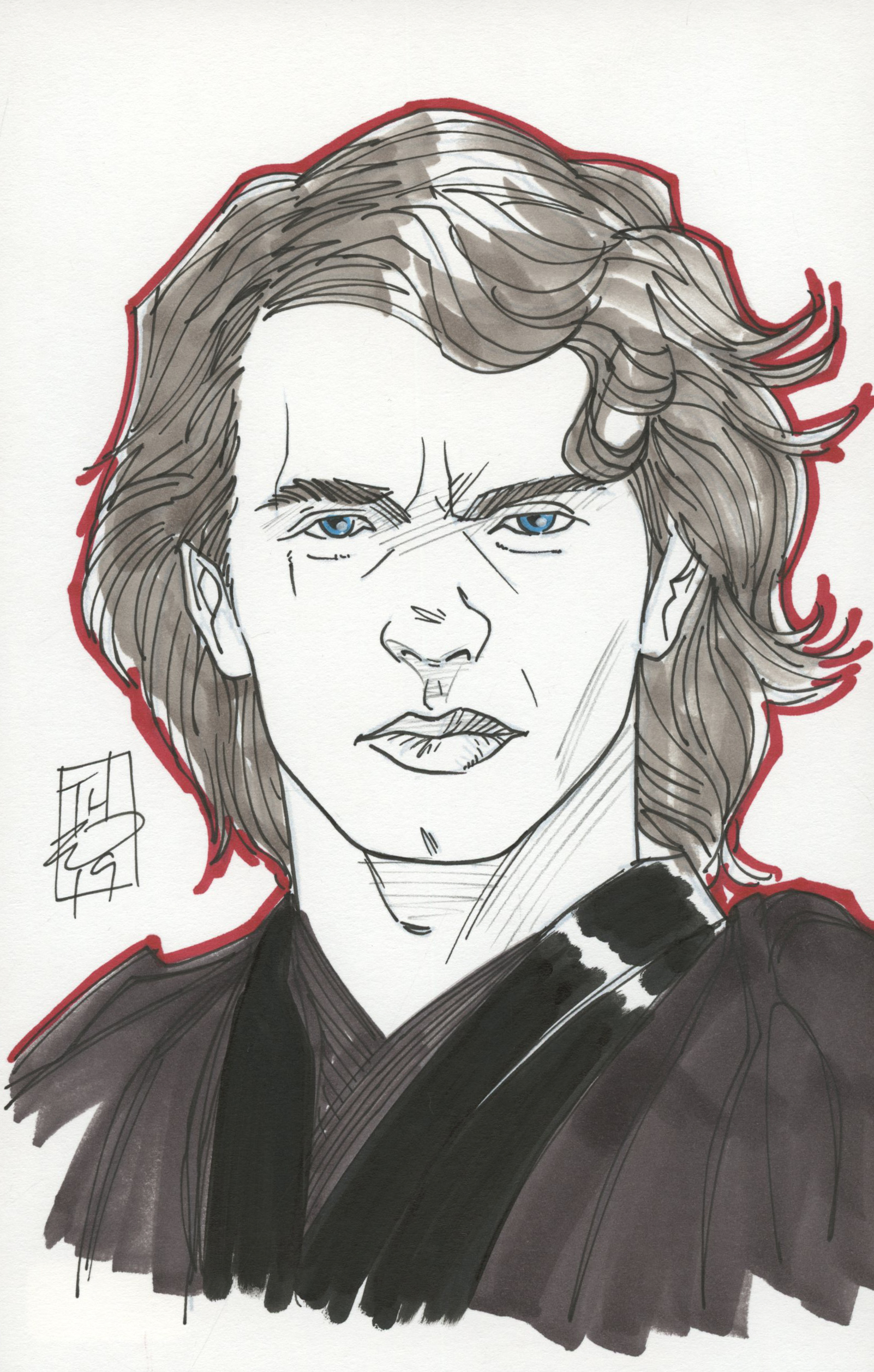 Tom Hodges - Anakin Skywalker - "Star Wars" Signed ORIGINAL 5.5" x 8.5" Color Drawing on Paper (1/1) at PristineAuction.com Tom Hodges - Anakin Skywalker - "Star Wars" Signed ORIGINAL 5.5" x 8.5" Color Drawing on Paper (1/1) at PristineAuction.com