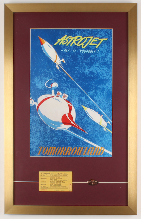 Walt Disney's "Disneyland: Astrojets Rockets" 17x27 Custom Framed Print Display with Ticket & Coin at PristineAuction.com Walt Disney's "Disneyland: Astrojets Rockets" 17x27 Custom Framed Print Display with Ticket & Coin at PristineAuction.com