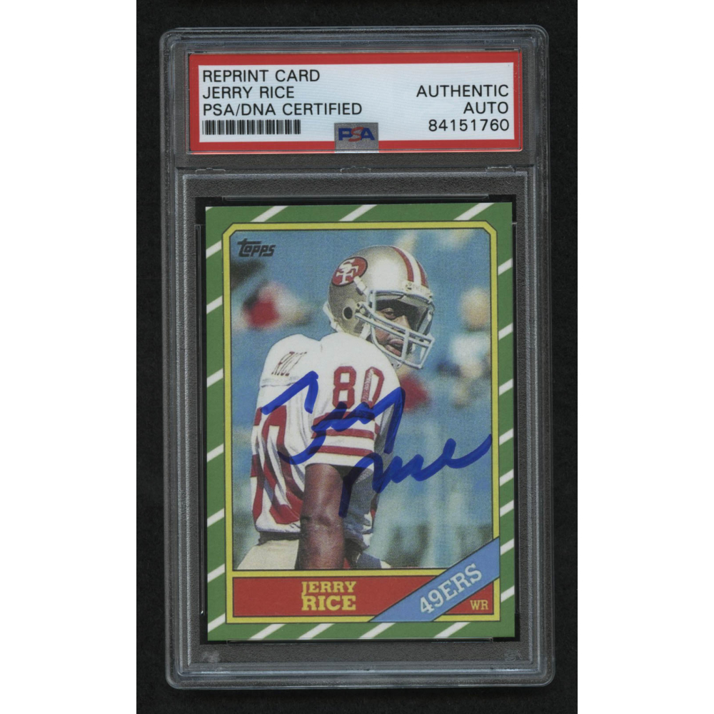 Jerry Rice Signed Rookie Reprint Card (PSA Encapsulated) | Pristine Auction