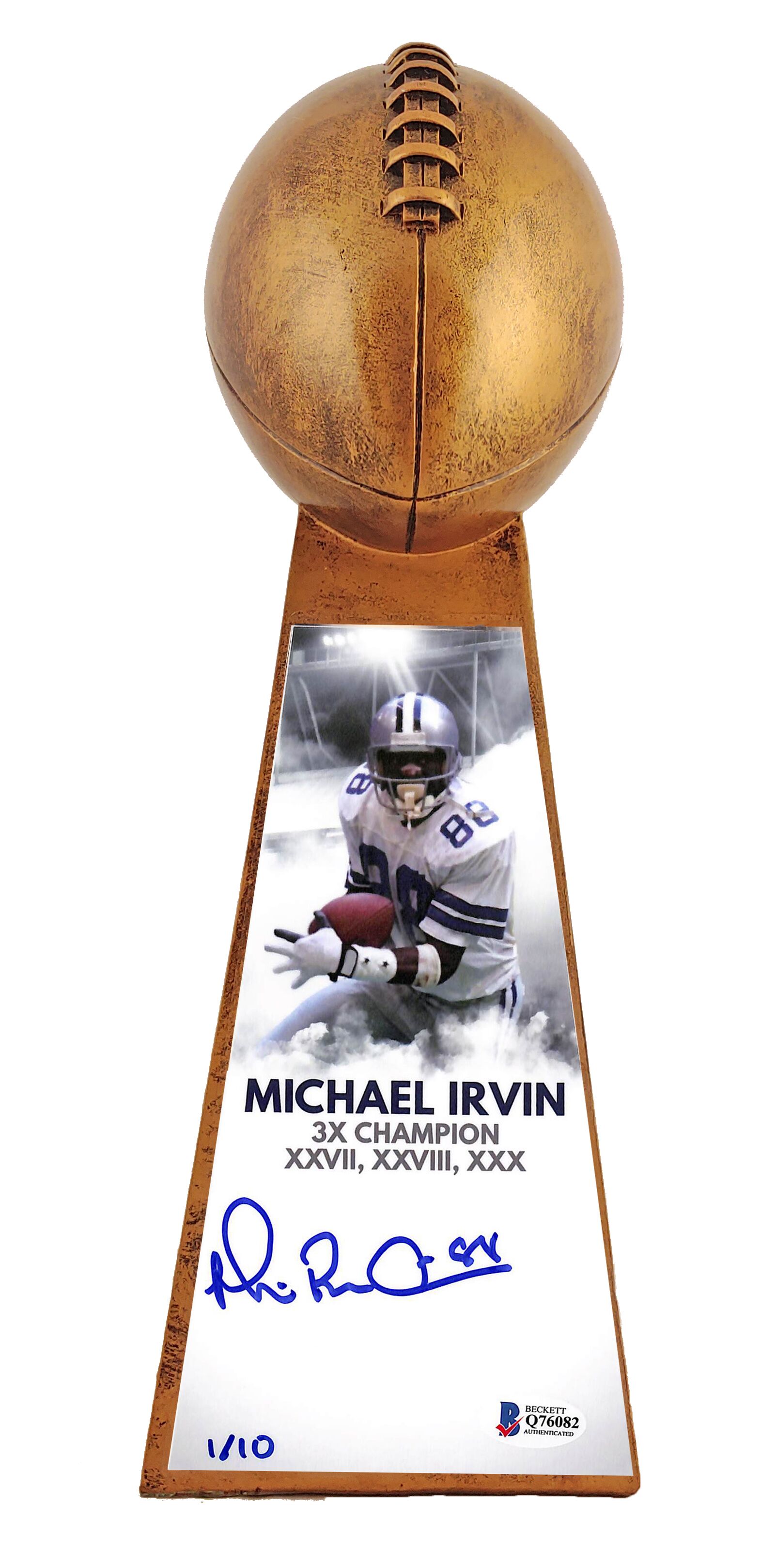 Michael "Playmaker" Irvin Signed LE Cowboys 15” Lombardi Trophy (Beckett COA) at PristineAuction.com Michael "Playmaker" Irvin Signed LE Cowboys 15” Lombardi Trophy (Beckett COA) at PristineAuction.com