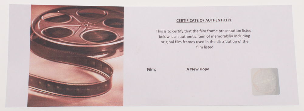 "Star Wars: Episode IV – A New Hope" LE 8x10 Custom Matted Original Film / Movie Cell Display at PristineAuction.com "Star Wars: Episode IV – A New Hope" LE 8x10 Custom Matted Original Film / Movie Cell Display at PristineAuction.com