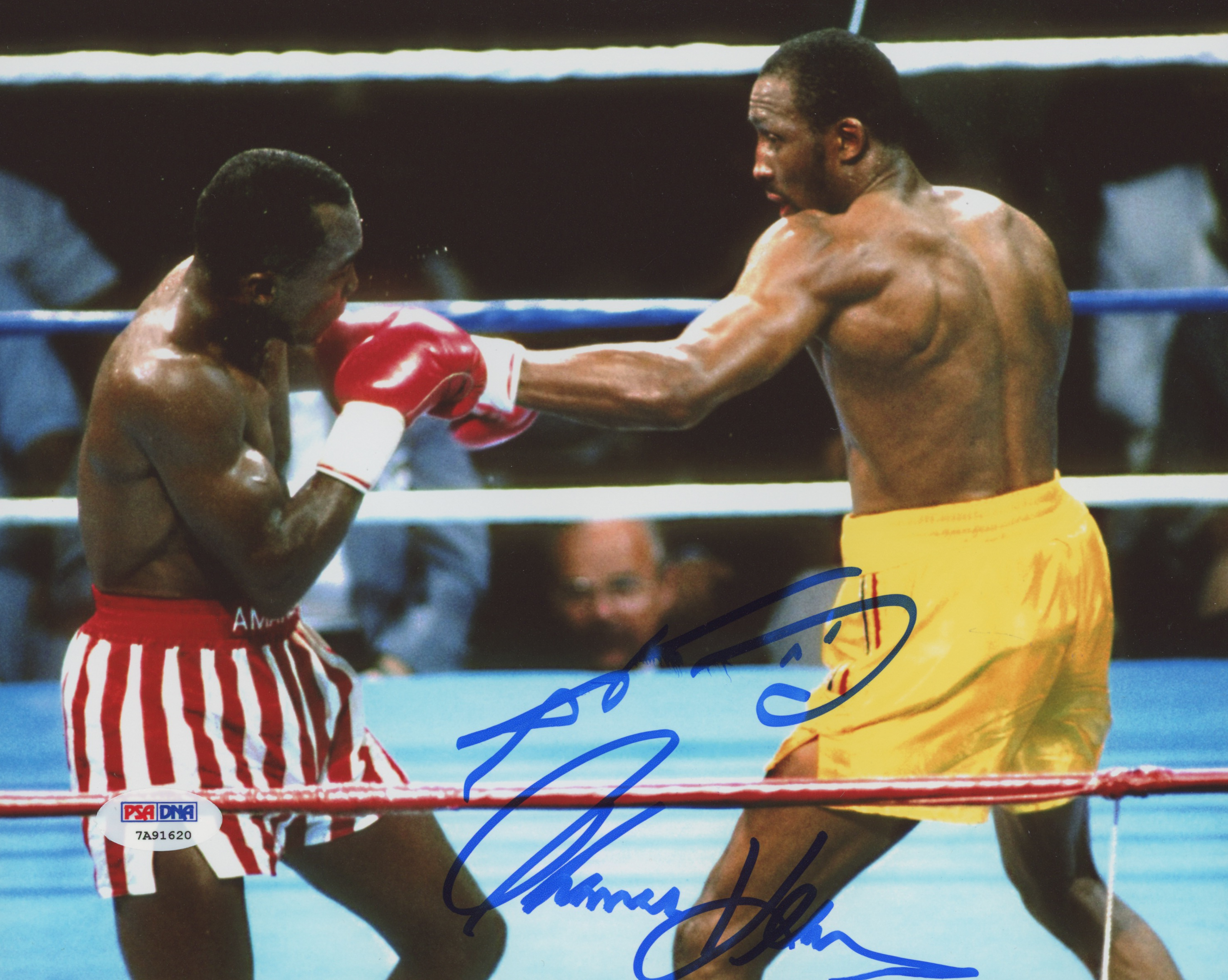 Sugar Ray Leonard & Thomas "Hitman" Hearns Signed 8x10 Photo (PSA COA) at PristineAuction.com Sugar Ray Leonard & Thomas "Hitman" Hearns Signed 8x10 Photo (PSA COA) at PristineAuction.com
