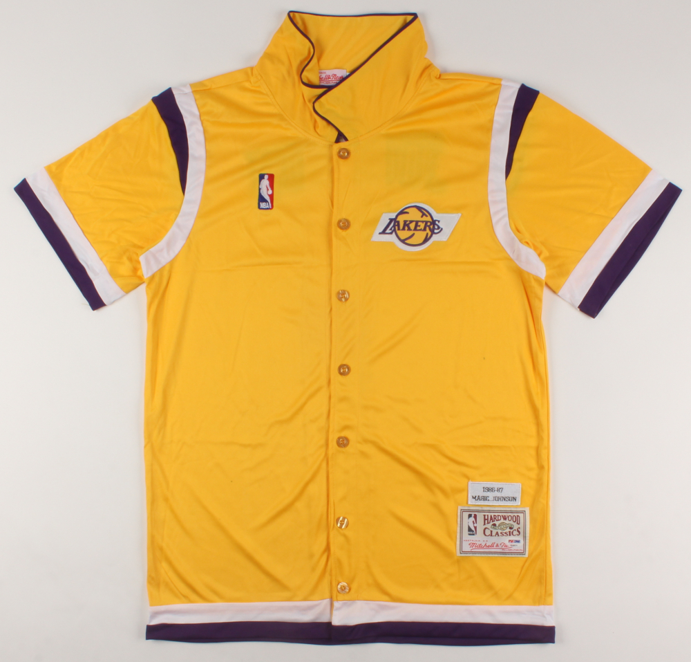 Magic Johnson Signed Lakers Warm-Up Jersey (PSA COA) at PristineAuction.com Magic Johnson Signed Lakers Warm-Up Jersey (PSA COA) at PristineAuction.com