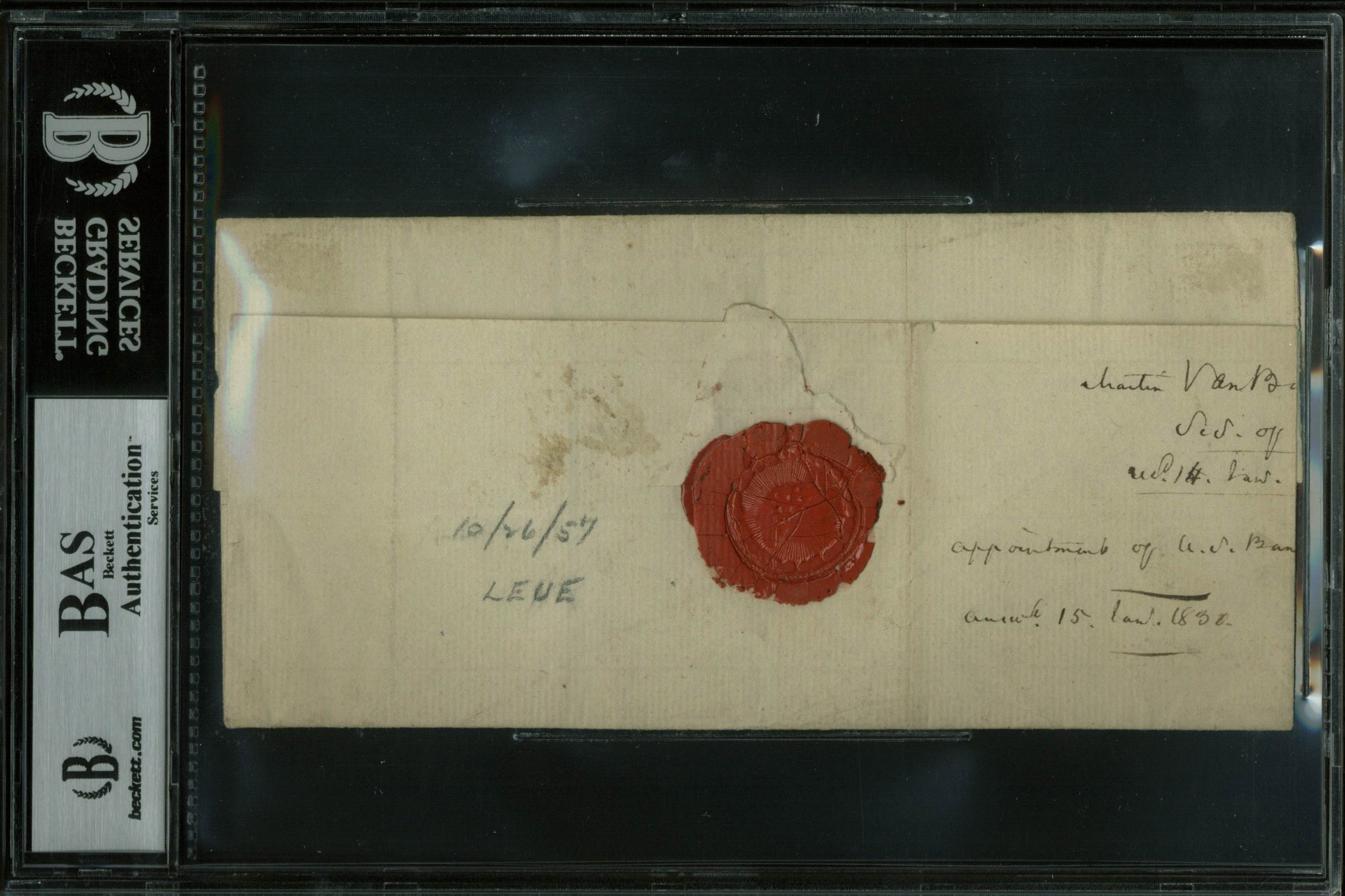 Martin Van Buren Signed 1830 Department of State 5x7 Free Frank Envelope (BAS Encapsulated) at PristineAuction.com Martin Van Buren Signed 1830 Department of State 5x7 Free Frank Envelope (BAS Encapsulated) at PristineAuction.com