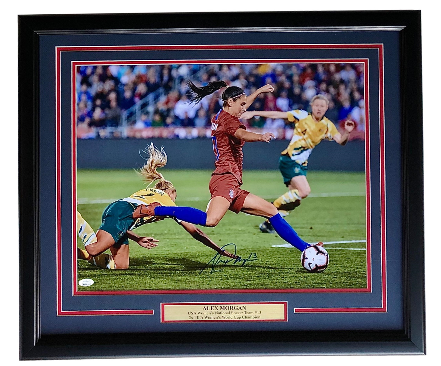 Alex Morgan Signed Team USA Soccer 22x27 Custom Framed Photo Display (JSA COA) at PristineAuction.com Alex Morgan Signed Team USA Soccer 22x27 Custom Framed Photo Display (JSA COA) at PristineAuction.com