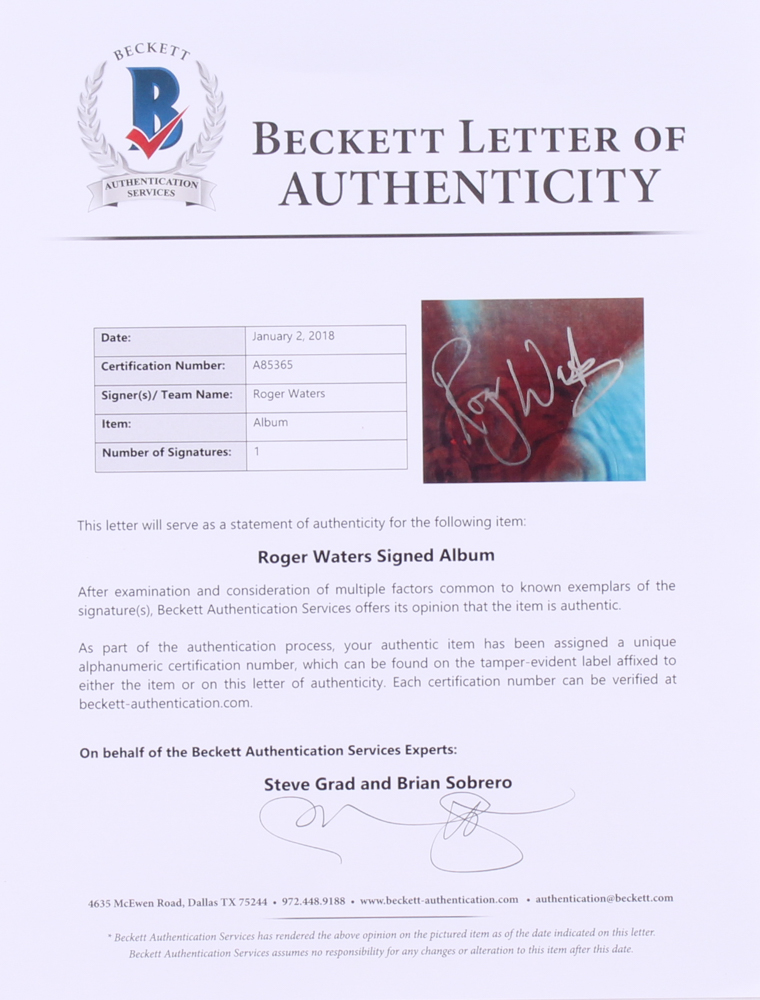 Roger Waters Signed Pink Floyd "Meddle" Vinyl Record Album (Beckett LOA) at PristineAuction.com Roger Waters Signed Pink Floyd "Meddle" Vinyl Record Album (Beckett LOA) at PristineAuction.com