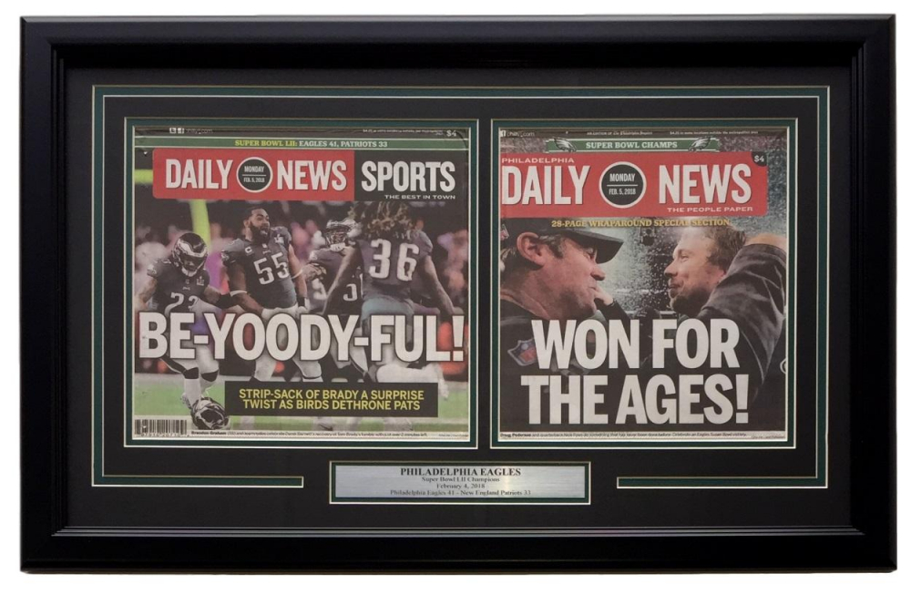 Philadelphia Eagles Super Bowl LII 18x28 Custom Framed Daily News ...