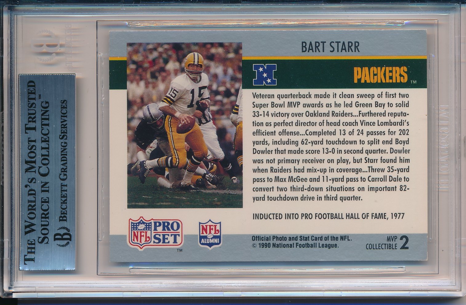 Bart Starr Signed 1990 Pro Set Super Bowl MVP's #2 (BGS Encapsulated) at PristineAuction.com Bart Starr Signed 1990 Pro Set Super Bowl MVP's #2 (BGS Encapsulated) at PristineAuction.com