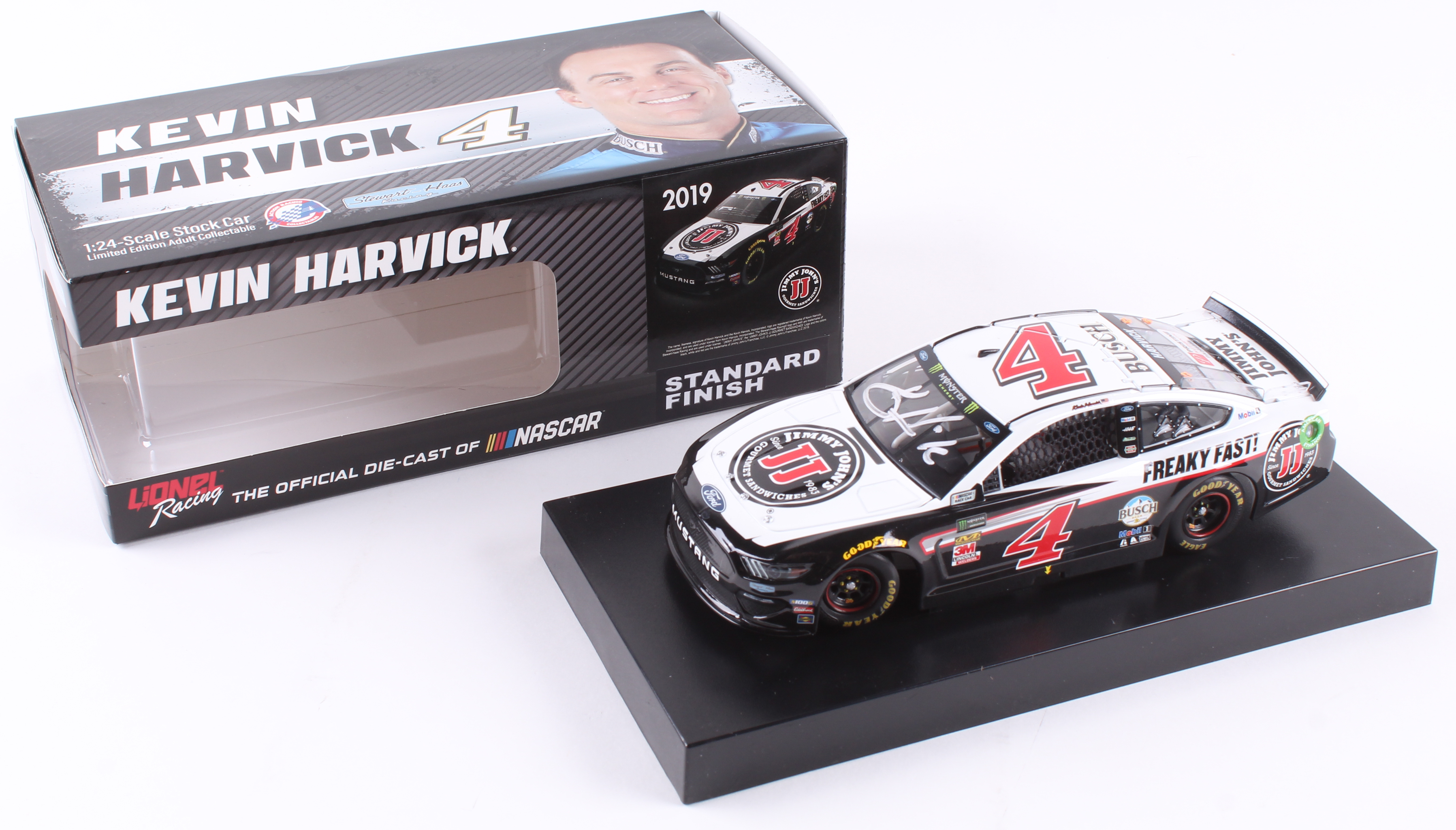 Kevin Harvick Signed NASCAR #4 Jimmy Johns 2019 Mustang - 1:24 Premium Action Diecast Car (PA COA) at PristineAuction.com Kevin Harvick Signed NASCAR #4 Jimmy Johns 2019 Mustang - 1:24 Premium Action Diecast Car (PA COA) at PristineAuction.com