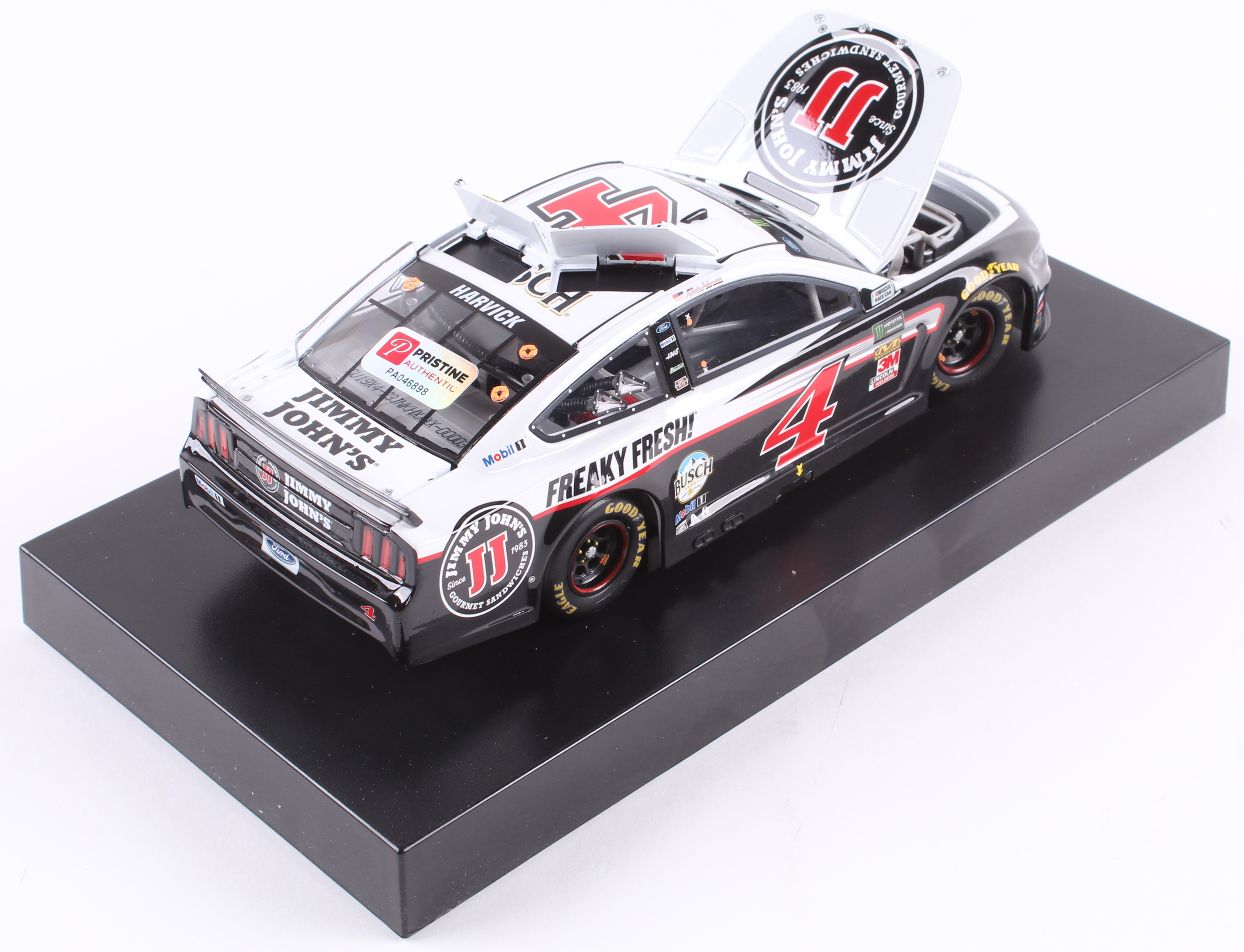 Kevin Harvick Signed NASCAR #4 Jimmy Johns 2019 Mustang - 1:24 Premium Action Diecast Car (PA COA) at PristineAuction.com Kevin Harvick Signed NASCAR #4 Jimmy Johns 2019 Mustang - 1:24 Premium Action Diecast Car (PA COA) at PristineAuction.com