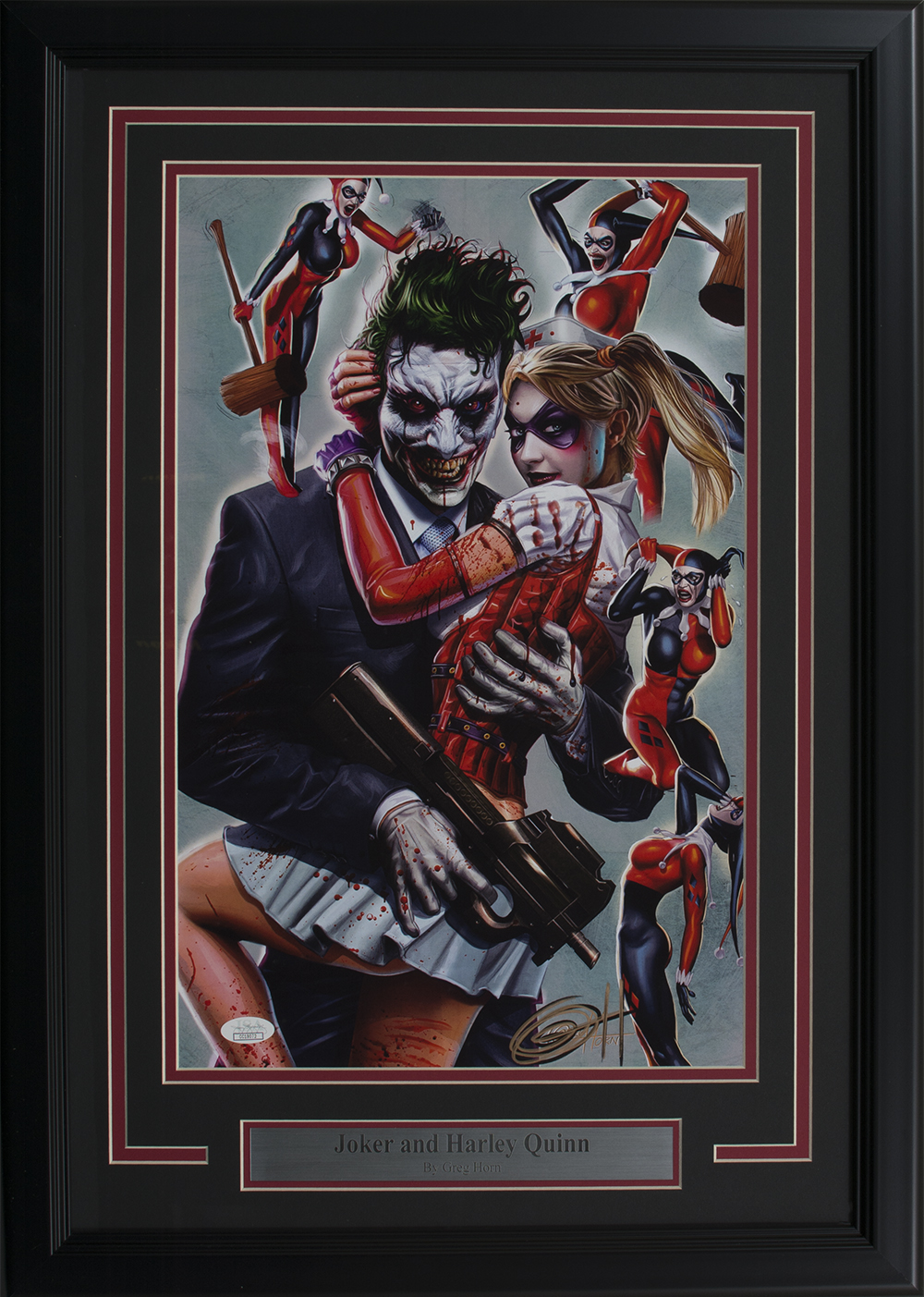 Greg Horn Signed "Harley Quinn & Joker" 17x25 Custom Framed Lithograph (JSA COA) at PristineAuction.com Greg Horn Signed "Harley Quinn & Joker" 17x25 Custom Framed Lithograph (JSA COA) at PristineAuction.com