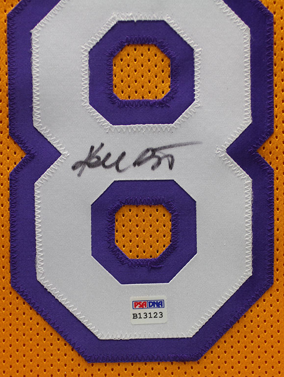 Kobe Bryant Signed 35x43 Custom Framed Throwback Jersey (PSA COA) at PristineAuction.com Kobe Bryant Signed 35x43 Custom Framed Throwback Jersey (PSA COA) at PristineAuction.com
