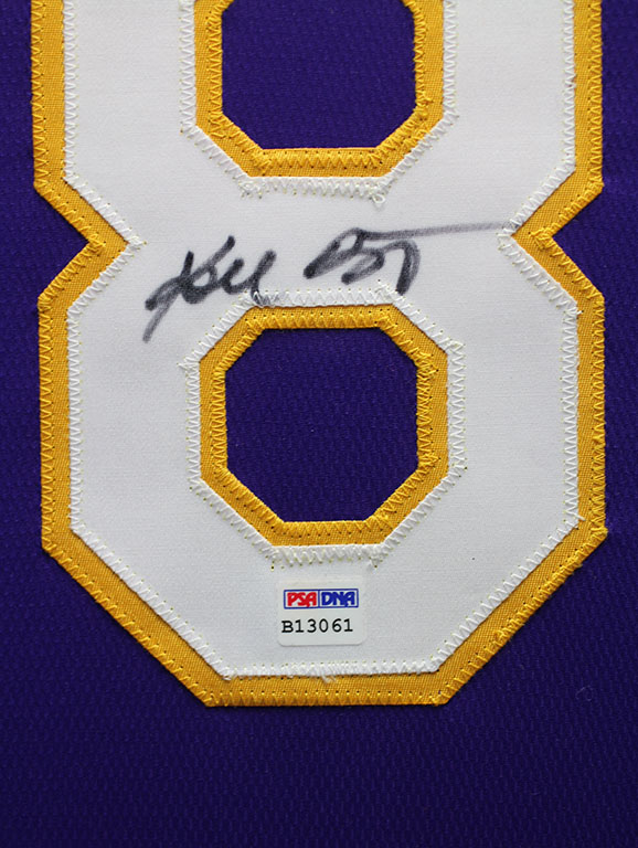Kobe Bryant Signed 35x43 Custom Framed Throwback Jersey (PSA COA) at PristineAuction.com Kobe Bryant Signed 35x43 Custom Framed Throwback Jersey (PSA COA) at PristineAuction.com